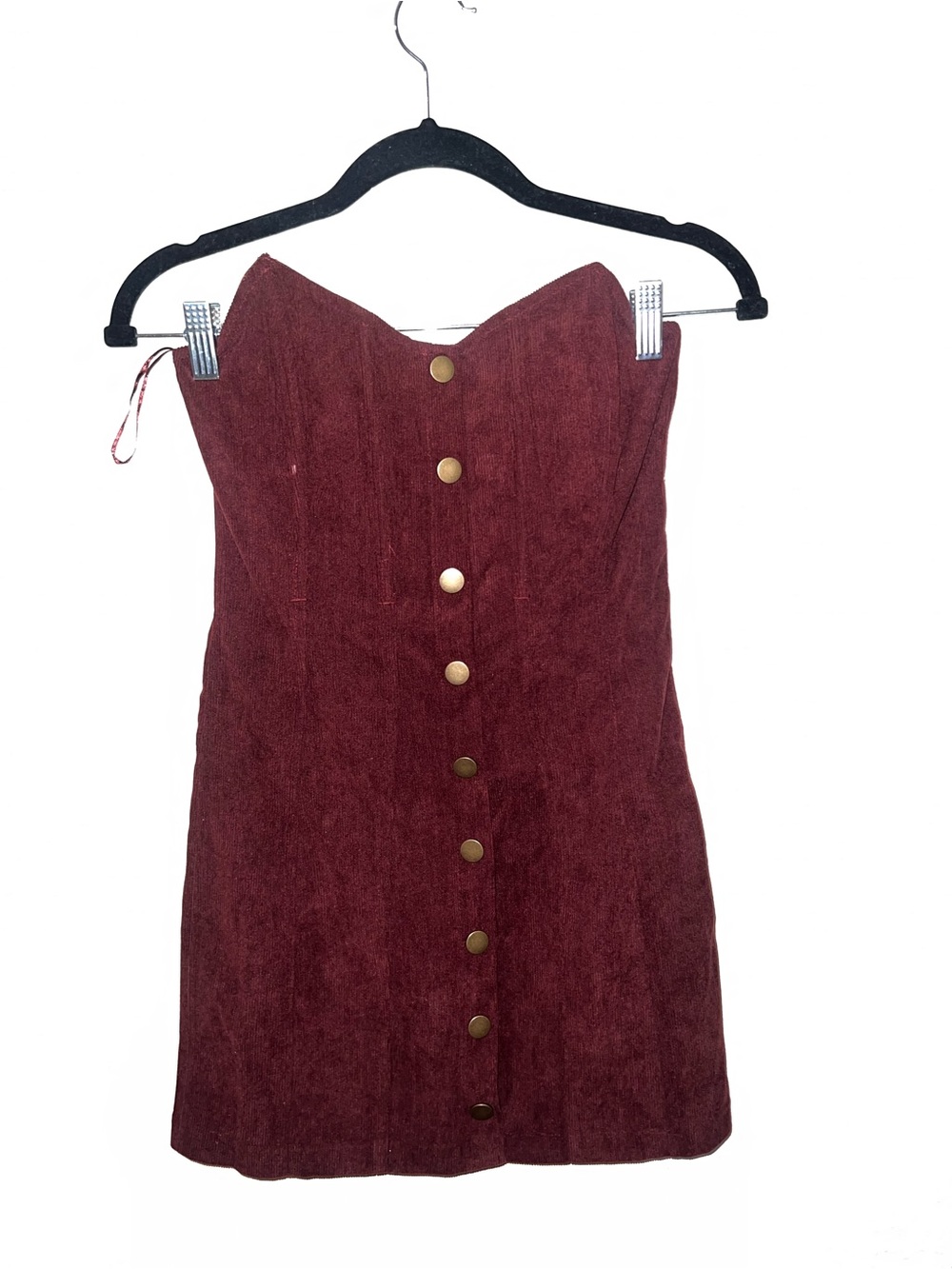 NWT Urban Outfitters Strapless Button-Front Wine Mini Dress